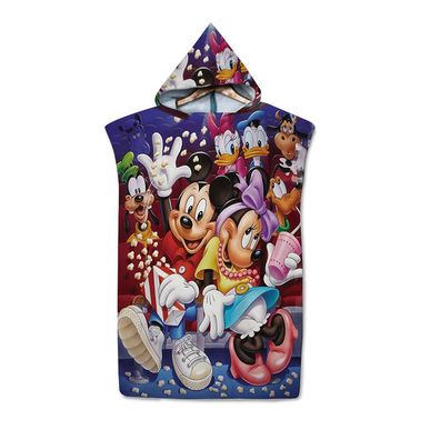 Kinder Pooltücher Mickey Minnie Mous Strand Poncho Donald Daisy Duck Umhang Bademode