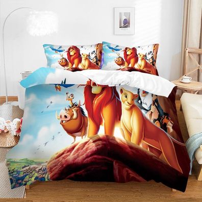 3tlg. The Lion King Simba Nala 3D Bettbezug Set Pumbaa Kinder Bettwäsche Kissenbezug
