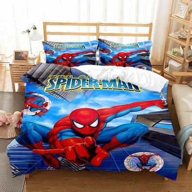 3tlg. Spiderman The Avengers 3D Bettbezug Set Kinder Bettwäsche Kissenbezug Geschenk