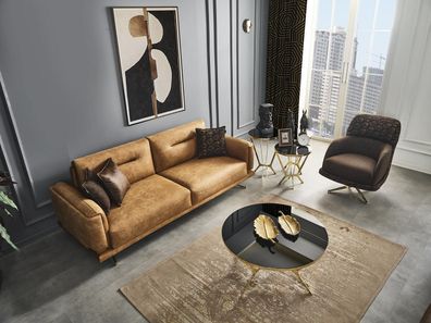Sofagarnitur Sofa 3 + 1 Sitzer Sessel Möbel Luxus Design Neu braun