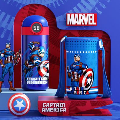 Captain America Edelstahl Thermosbecher mit Cupholder-Hülse Outdoor Thermosflasche