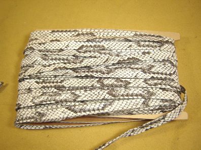 Kunstleder Band Schlangenoptik weiß grau 1 cm breit je 1 Meter Hutband Vintage