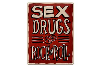 Blechschild Spruch 30x40 cm Sex drugs Rock n Roll Metall Deko Schild tin sign