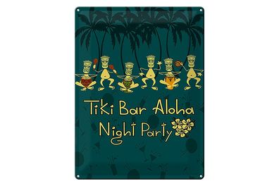 Blechschild Alkohol 30x40 cm Tiki Bar Aloha Night Party Deko Schild tin sign