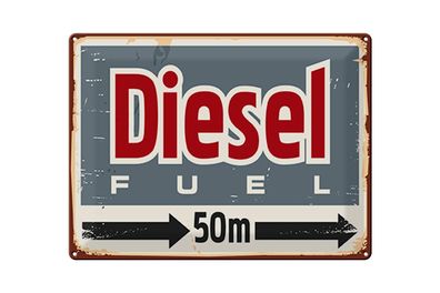 Blechschild Retro 40x30 cm Diesel fuel 50 m Metall Deko Schild tin sign