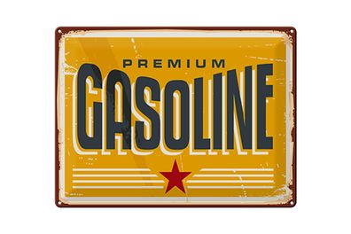 Blechschild Retro 40x30cm Premum Gasoline Tankstelle Benzin Deko Schild tin sign