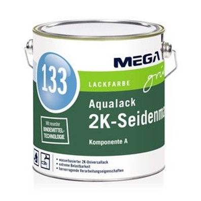 MEGA grün 133 Aqualack 2K-Seidenmatt Komp. A 0,75 Liter weiß
