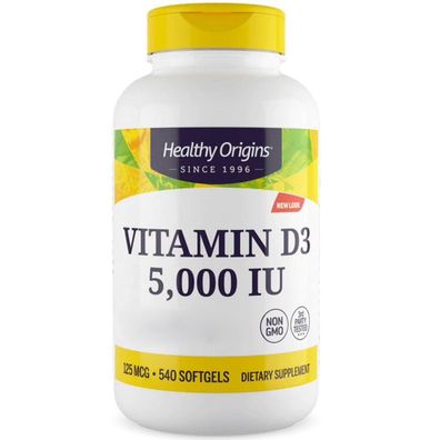 Healthy Origins, Vitamin D3, 5,000 IU, 540 Weichkapseln