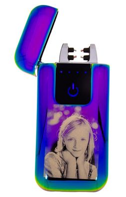 USB Feuerzeug Jean Claude rainbow mit Fotogravur