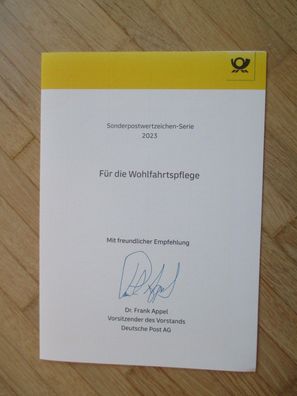 Deutsche Post Chef Dr. Frank Appel Autogramm & Sonderpostwertzeichen 2023!!