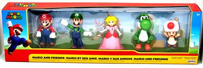 Nintento Offiziell lizenziert Super Mario and Friends Figuren 6,5 cm 5er-Pack