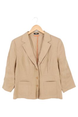 HUCKE Blazer Damen beige Gr. 40 Leinen Ungefüttert