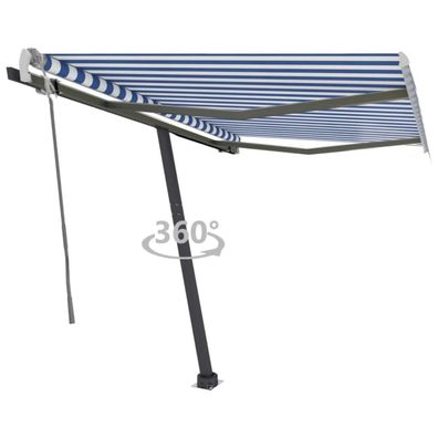 vidaXL Standmarkise Manuell Einziehbar 350x250 cm Blau/Weiß