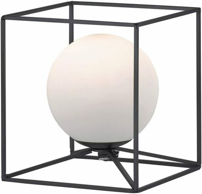 Trio Tischleuchte Gabbia schwarz weiß Metallrahmen Glas 28W ohne Leuchtmittel