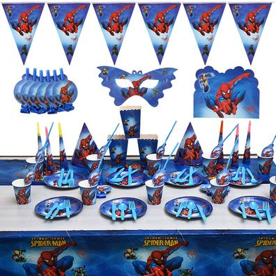Spider-Man Party Set mit Tellern, Tassen Geburtstags Geschirr Kit Party Zubehör
