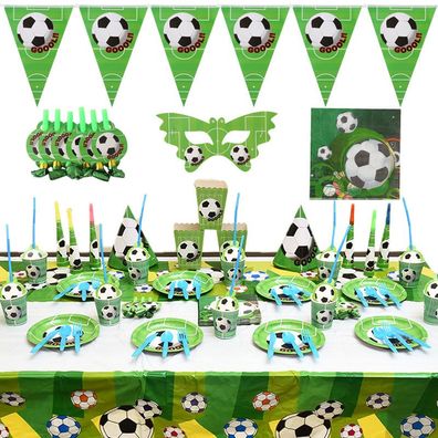 Cartoon Fußball Party Set mit Tellern, Tassen Geburtstags Geschirr Kit Party Zubehör