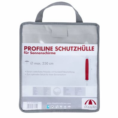 Doppler Schirmhülle Profi Line grau Bindekordel Mittelmastschirm 250cm Polyester