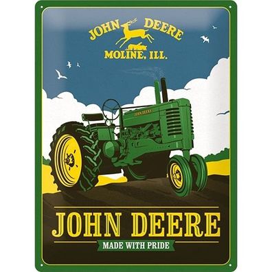 John Deere Traktor Moline Nostalgie Blechschild 40 cm Tin sign shield
