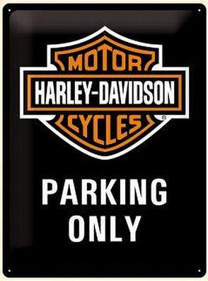 Blechschild groß Harley Davidson Parking, Nostalgie Schild 40 cm, Sheet Sign