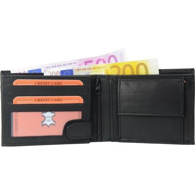 Geldbörse Nappa-Leder Scheintasche schwarz Maße: ca. 12,0 cm x 9,0 cm