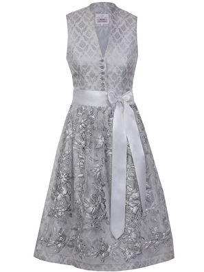 Dirndl Leila 65er Länge grau/ silber