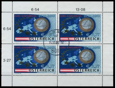 Österreich BLOCK Kleinbogen Nr 2368 zentrisch gestempelt KLE X22774A