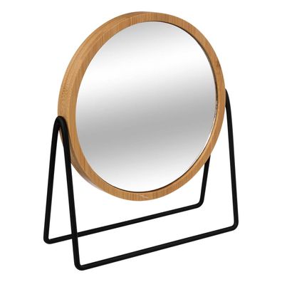 Kosmetikspiegel mit Bambusrahmen, mit Vergrößerung, drehbar, Ø 17,5 cm