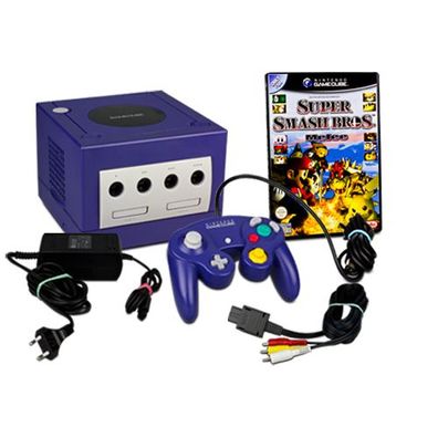 Gamecube Konsole in Lila + original Controller + Super Smash Bros Melee