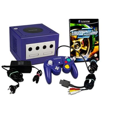 Gamecube Konsole in Lila + original Controller + Need for Speed Underground 2