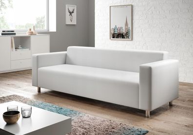 FURNIX 3-Sitzer LUKKA elegantes Wohnzimmersofa Couch 202x78x70cm MA120 Weiß