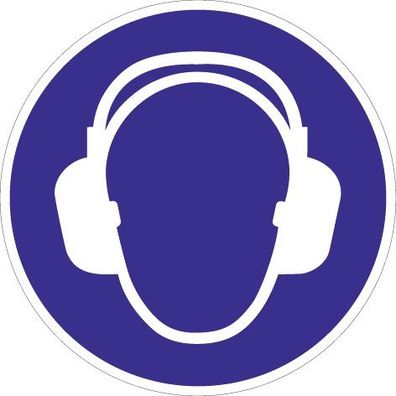 Schild Gehörschutz benutzen D.200mm Ku. blau/ weiß ASR A1.3 DIN EN ISO 7010