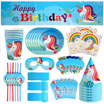 Einhorn Thema Party Geburtstags Geschirr Kit mit Tellern Tassen Party Dekoration
