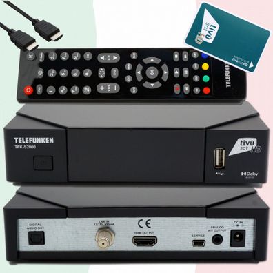 Telefunken TFK-S2000 DVB-S2 Full HD Sat Receiver HEVC, TiVuSat zertifiziert mit ...
