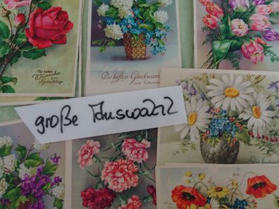 sehr alte Postkarten AK Amag Albrecht Meister Kleinformat Blumen wie gemalt