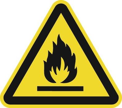 Warnzeichen ASR A1.3/ DIN EN ISO 7010 200mm Warnung feuergefährliche Stoffe Folie