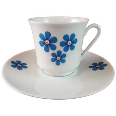 Kaffeetasse mit Untertasse Winterling Röslau Blaue Blumen