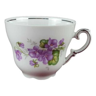 Kaffeetasse 6,7 cm Schumann/ Arzberg Veilchen lila Platinrand