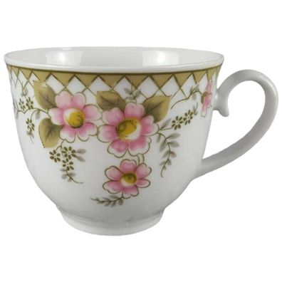 Kaffeetasse 6,8 cm Winterling Kirchenlamitz rosa Blumen grün Rautendekor