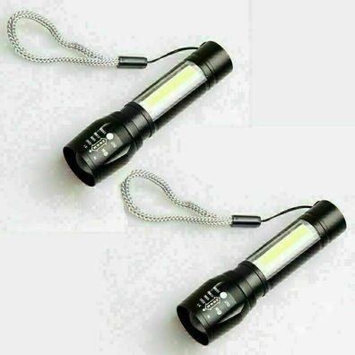 Taschenlampe - Set mit 2 Taschenlampen, wiederaufladbare USB-LED, leistungsstarke, zo