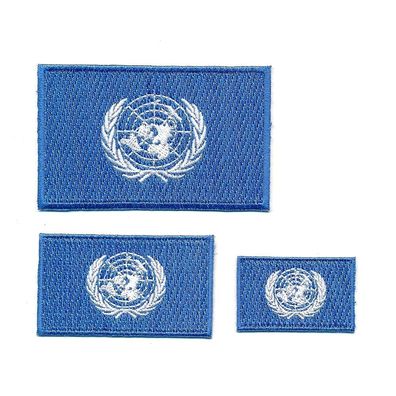 3 UNO Vereinte Nationen UN Flaggen Fahnen Patches Aufnäher Aufbügler Set 1209