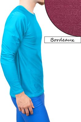 T-Shirt Comfort Fit lange Ärmel Bordeaux Longsleeve elastisch stretch shiny