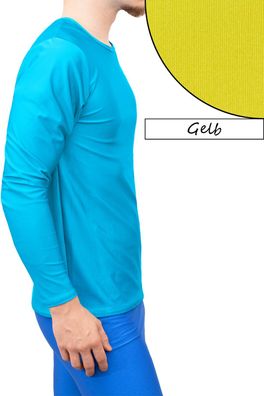 T-Shirt Comfort Fit lange Ärmel Gelb Longsleeve elastisch stretch shiny