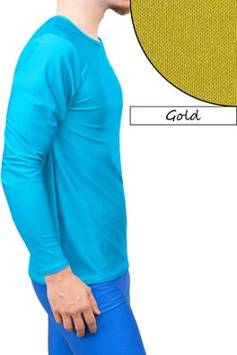 T-Shirt Comfort Fit lange Ärmel Gold Longsleeve elastisch stretch shiny