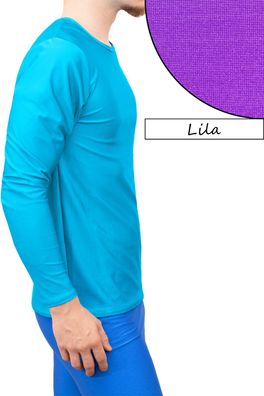 T-Shirt Comfort Fit lange Ärmel Lila Longsleeve elastisch stretch shiny