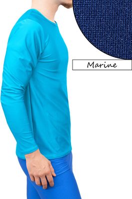 T-Shirt Comfort Fit lange Ärmel Marine Longsleeve elastisch stretch shiny