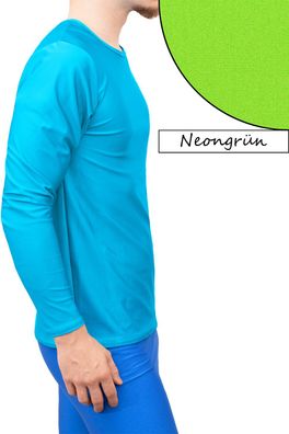 T-Shirt Comfort Fit lange Ärmel Neongrün Longsleeve elastisch stretch shiny