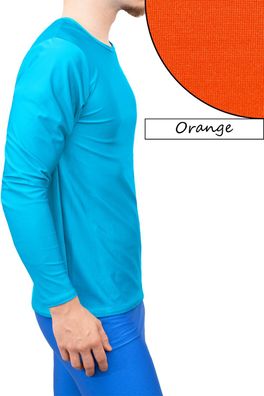 T-Shirt Comfort Fit lange Ärmel Orange Longsleeve elastisch stretch shiny