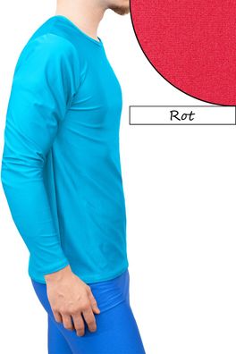 T-Shirt Comfort Fit lange Ärmel Rot Longsleeve elastisch stretch shiny