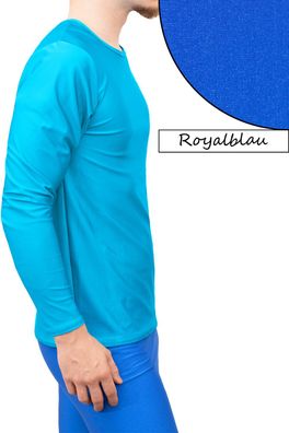 T-Shirt Comfort Fit lange Ärmel Royalblau Longsleeve elastisch stretch shiny