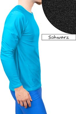 T-Shirt Comfort Fit lange Ärmel Schwarz Longsleeve elastisch stretch shiny